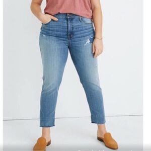 Madewell Hi-Rise Stovepipe Petite Raw Hem Cropped Jean Holburn Wash Distressed